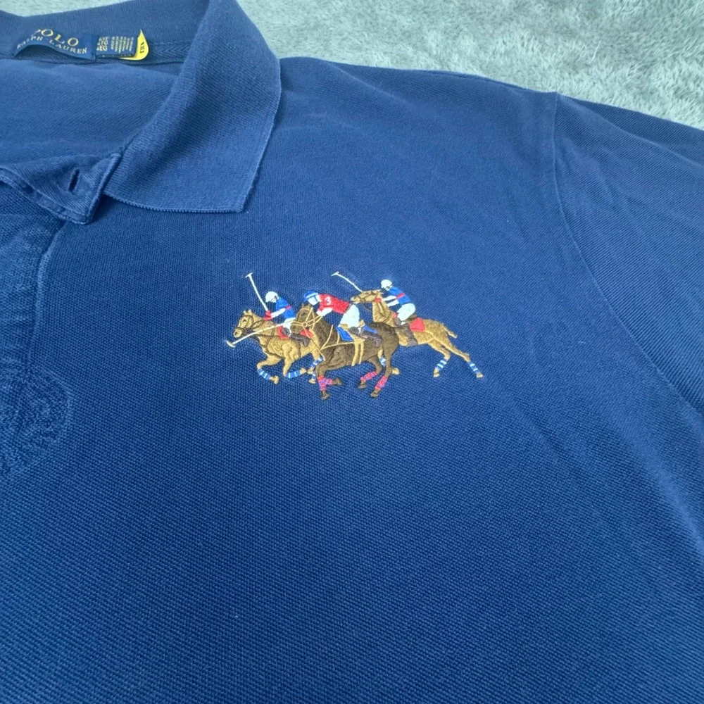 Polo Ralph Lauren Polo Shirt Mens 4XB Navy Blue Excellent Triple Pony Big & Tall